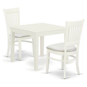 East West Furniture Oxford 3-piece Dining Set with Fabric Seat in Linen White