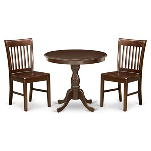 East West Furniture Antique 3-piece Wood Dining Table and Chair Set in Mahogany