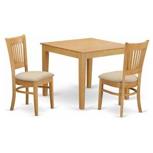 East West Furniture Oxford 3-piece Traditional Wood Dining Room Set in Oak