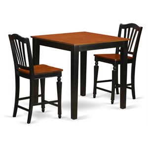 East West Furniture Pub 3-piece Wood Dining Set in Black and Cherry