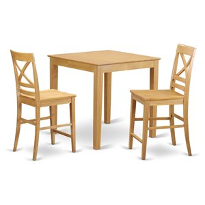 East West Furniture Pub 3-piece Traditional Wood Dining Table Set in Oak