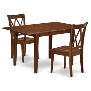 East West Furniture Picasso 3-piece Dining Set with X back Chairs in Mahogany