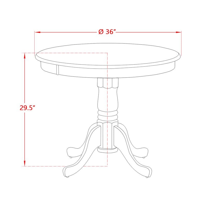East West Furniture Antique 3-piece Dining Set with Round Pedestal Table in Oak