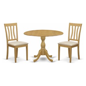 East West Furniture Dublin 3-piece Wood Dining Set with Slatted Back in Oak