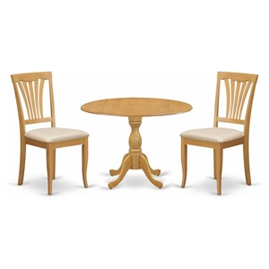 East West Furniture Dublin 3-piece Wood Dining Set with Fabric Seat in Oak