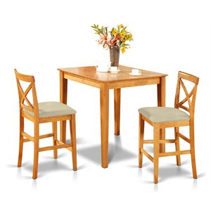 East West Furniture Pub 3-piece Wood Dining Set with Counter Chairs in Oak