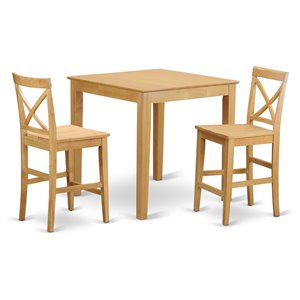 East West Furniture Pub 3-piece Traditional Wood Dining Room Set in Oak