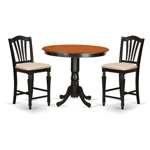 East West Furniture Trenton 3-piece Dining Set with Stools in Black and Cherry