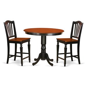 East West Furniture Trenton 3-piece Pub Table and Dining Chairs in Black/Cherry
