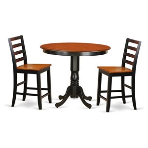 East West Furniture Trenton 3-piece Dining Table and Chair Set in Black/Cherry