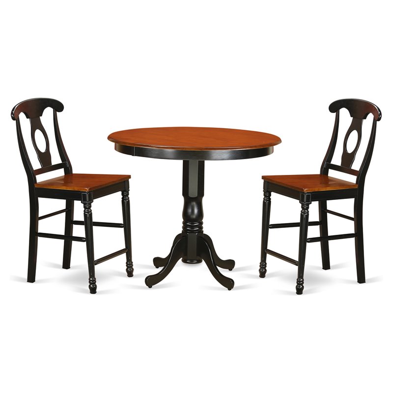 East West Furniture Trenton 3-piece Wood Dining Set in Black and Cherry