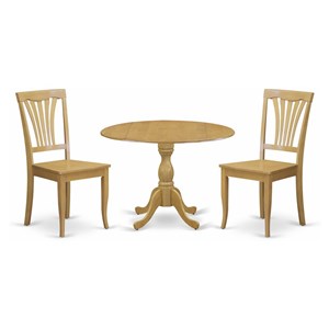 East West Furniture Dublin 3-piece Wood Table and Dining Chair Set in Oak