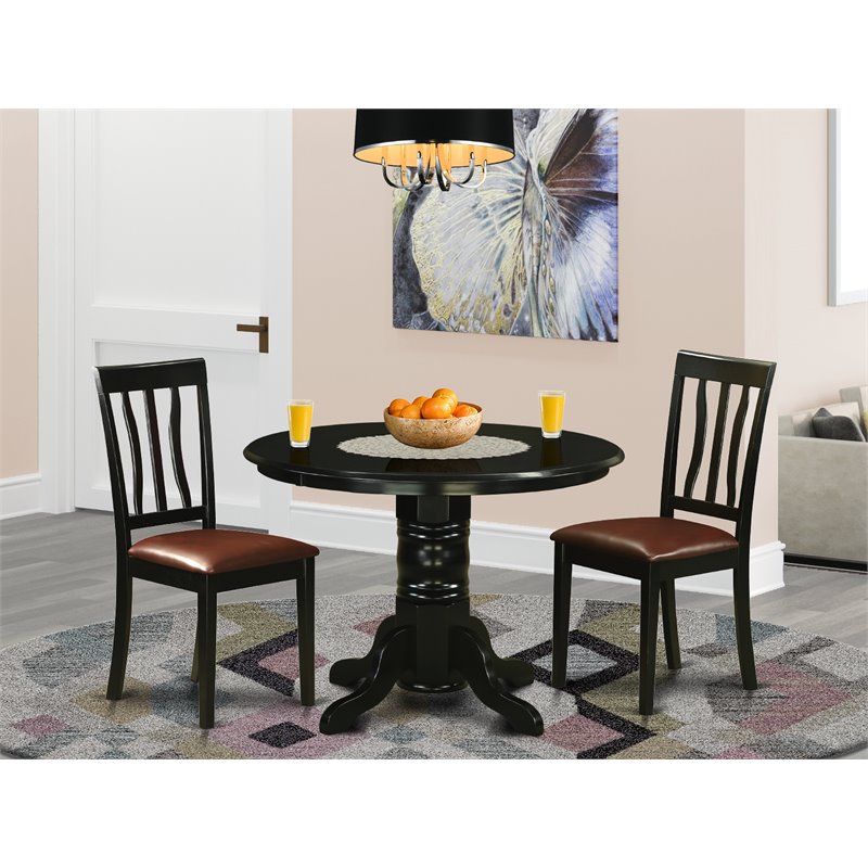 East West Furniture Shelton 3-piece Traditional Wood Kitchen Set in Black
