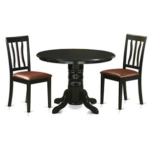 East West Furniture Shelton 3-piece Traditional Wood Kitchen Set in Black