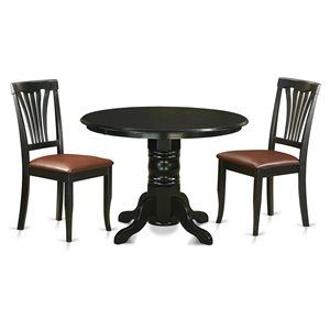 East West Furniture Shelton 3-piece Traditional Wood Dining Table Set in Black