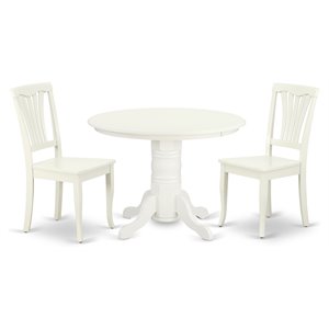 East West Furniture Shelton 3-piece Table and Slatted Chairs in Linen White