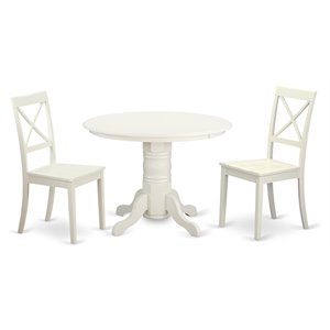 East West Furniture Shelton 3-piece Table and Dining Chair Set in Linen White