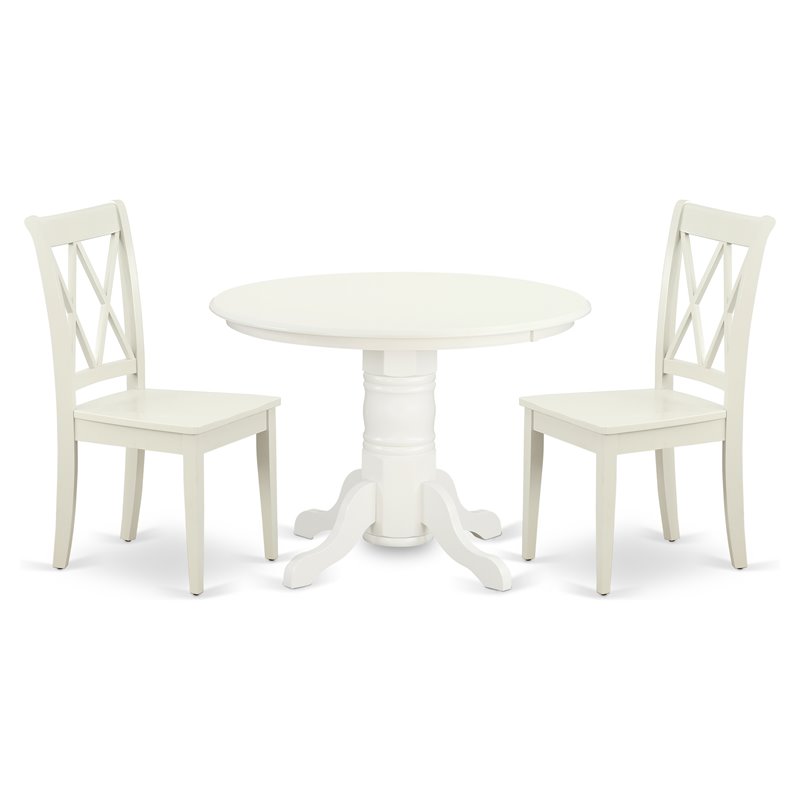 East West Furniture Shelton 3-piece Dining Table and X back Chairs in White