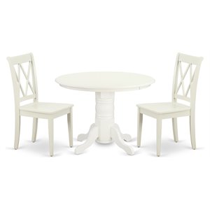 East West Furniture Shelton 3-piece Dining Table and X back Chairs in White