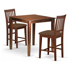 East West Furniture Vernon 3-piece Wood Dining Table and Stool Set in Mahogany