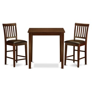 East West Furniture Vernon 3-piece Wood Dining Table and Stools in Mahogany