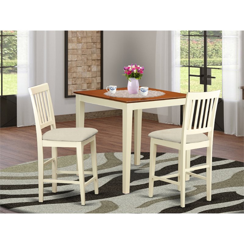 East West Furniture Vernon 3-piece Wood Dining Set in Buttermilk and Cherry