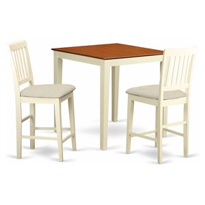 East West Furniture Vernon 3-piece Wood Dining Set in Buttermilk and Cherry
