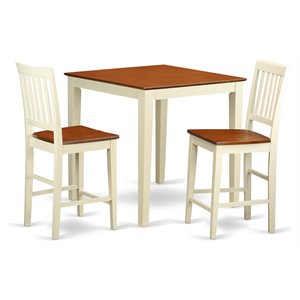 East West Furniture Vernon 3-piece Dining Table Set in Buttermilk and Cherry