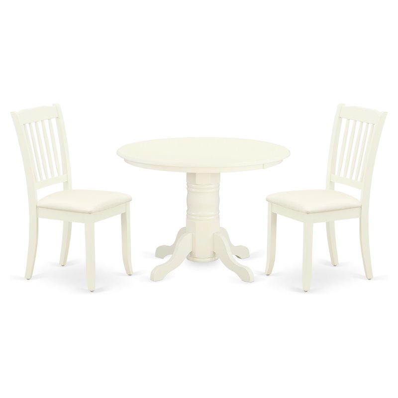 East West Furniture Shelton 3-piece Dining Set with Fabric Seat in White