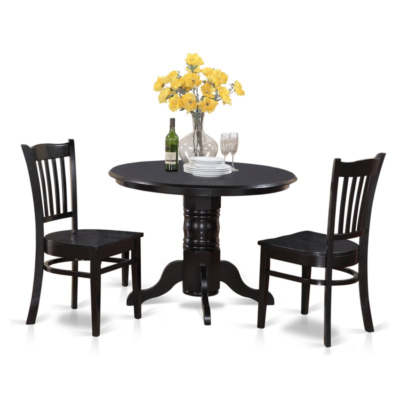 East West Furniture Shelton 3-piece Wood Table and Dining Chair Set in Black