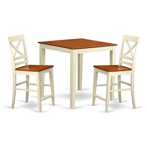 East West Furniture Vernon 3-piece Wood Kitchen Set in Buttermilk and Cherry