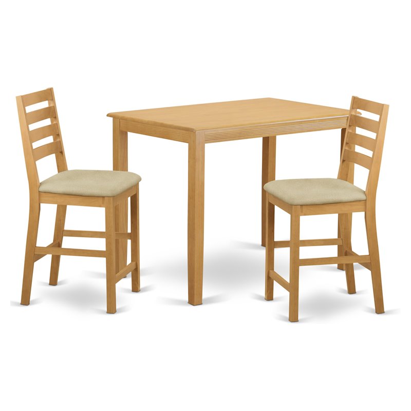 East West Furniture Yarmouth 3-piece Traditional Wood Dining Set in Oak