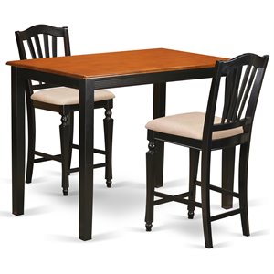 East West Furniture Yarmouth 3-piece Wood Dining Set in Black and Cherry