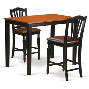 East West Furniture Yarmouth 3-piece Dining Set with Stools in Black and Cherry