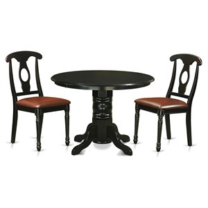 East West Furniture Shelton 3-piece Wood Table and Dining Chairs in Black
