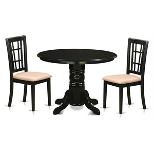 East West Furniture Shelton 3-piece Traditional Wood Kitchen Table Set in Black