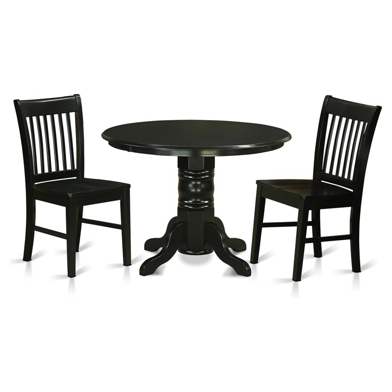 East West Furniture Shelton 3-piece Wood Kitchen Table and Chair Set in Black