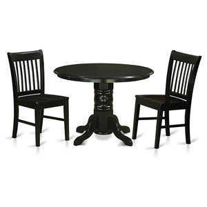 East West Furniture Shelton 3-piece Wood Kitchen Table and Chair Set in Black