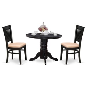 East West Furniture Shelton 3-piece Dining Set with Fabric Seat in Black