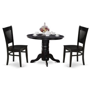 East West Furniture Shelton 3-piece Dining Set with Slatted Chair Back in Black
