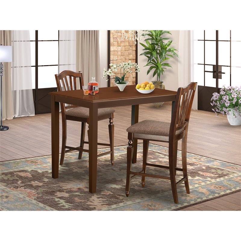 East West Furniture Yarmouth 3-piece Traditional Wood Dining Set in Mahogany