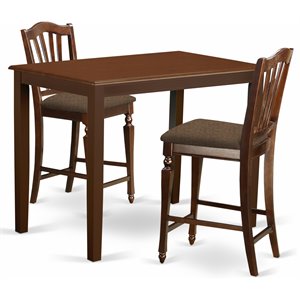 East West Furniture Yarmouth 3-piece Traditional Wood Dining Set in Mahogany