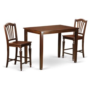 East West Furniture Yarmouth 3-piece Dining Table and Bar Stools in Mahogany
