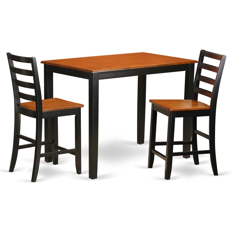 East West Furniture Yarmouth 3-piece Wood Dining Table Set in Black and Cherry