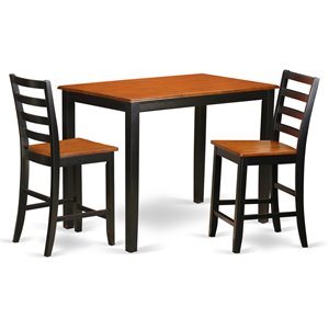 East West Furniture Yarmouth 3-piece Wood Dining Table Set in Black and Cherry