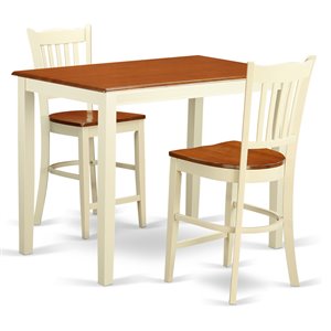 East West Furniture Yarmouth 3-piece Wood Dining Set in Buttermilk and Cherry