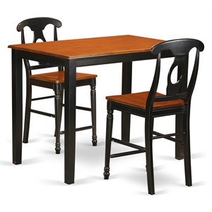 East West Furniture Yarmouth 3-piece Wood Dining Room Set in Black and Cherry