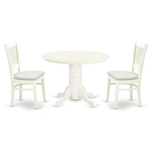East West Furniture Shelton 3-piece Dining Set with Fabric Seat in Linen White