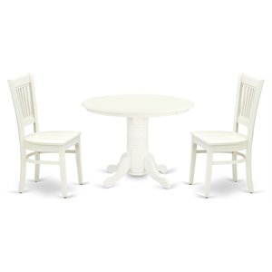 East West Furniture Shelton 3-piece Dining Set with Slatted Back in Linen White