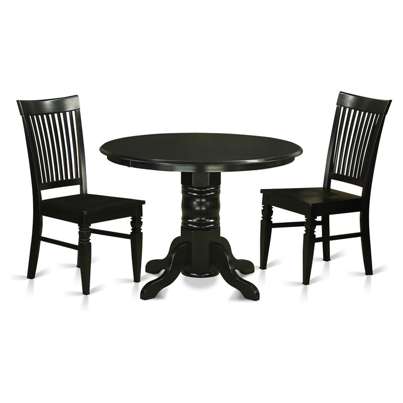 East West Furniture Shelton 3-piece Traditional Wood Dinette Table Set in Black